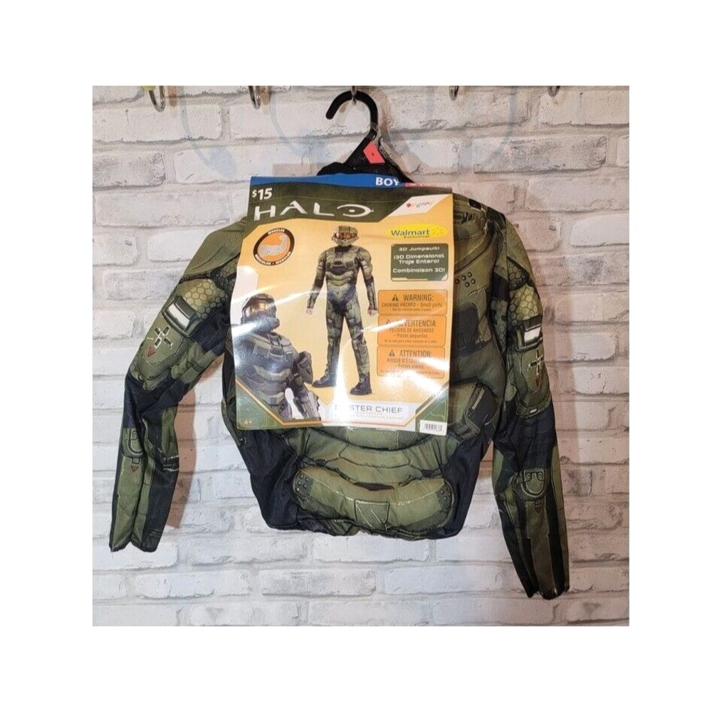 New Boys S (4-6) Halo Mastier Cheif Costume 3D Jumpsuit Cosplay Size Small